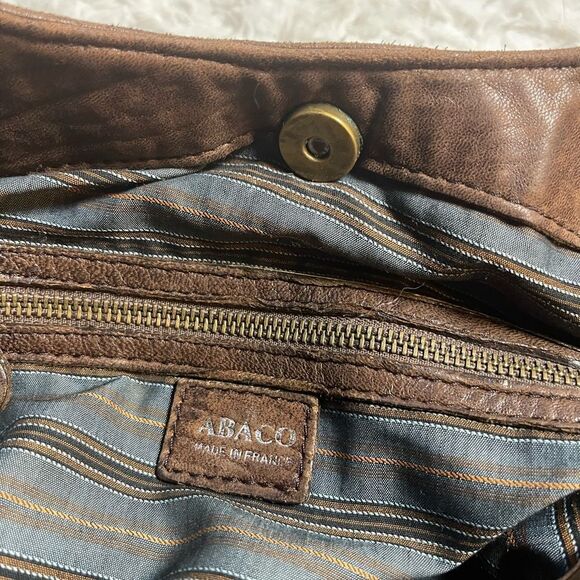 ABACO made in France rustic lBrown Leather Medium Satchel/Shoulder Bag - Picture 12 of 14